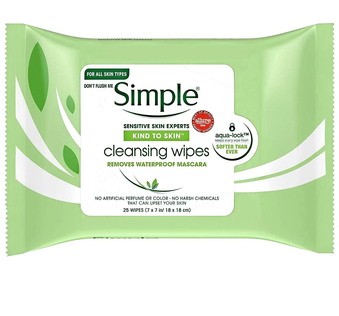 Simple Cleansing Facial Wipes 25 Each (Pack of 3)