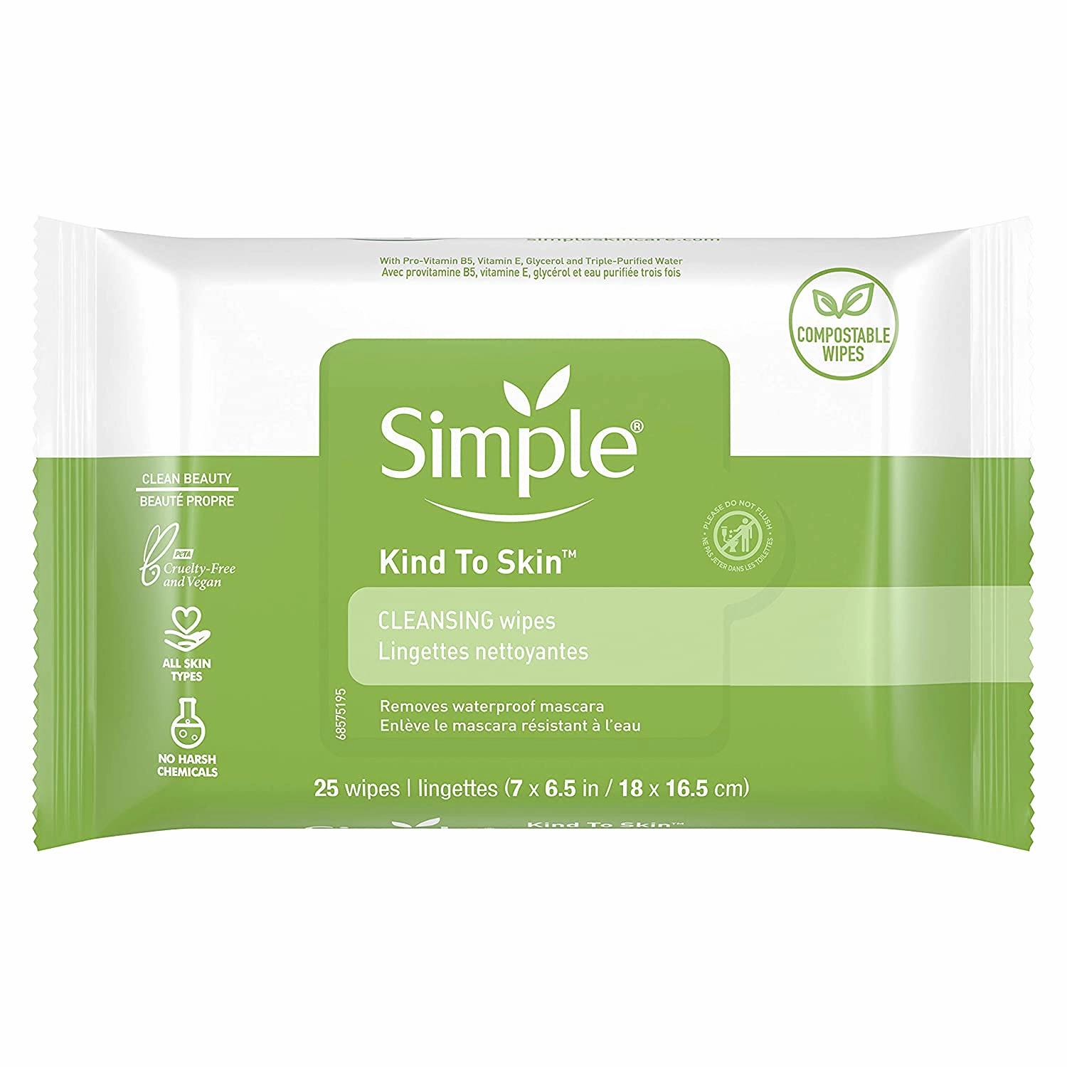 Simple Cleansing Facial Wipes 25 Each (Pack of 8)