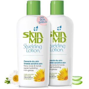 Skin MD Shielding Lotion for Face and Body - Relief for Eczema and Psoriasis Face moisturizer, Primer, Works on Rosacea Safe for Kids for all Skin Types (8oz -2 Pack)