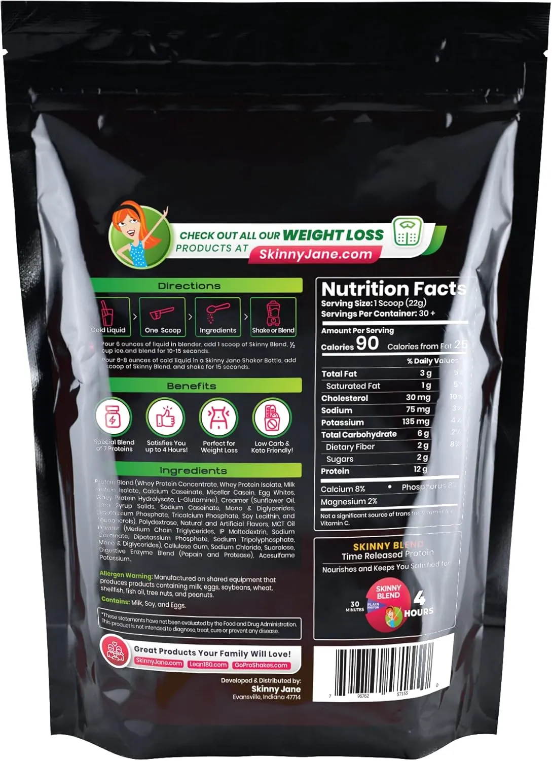 Skinny Blend | Best Tasting High Protein Shake for Women | Low Carb & Keto Friendly Meal Replacement | Satisfy Hunger & Boost Energy | Delicious Smoothie Flavor | 30 Shakes | Banana