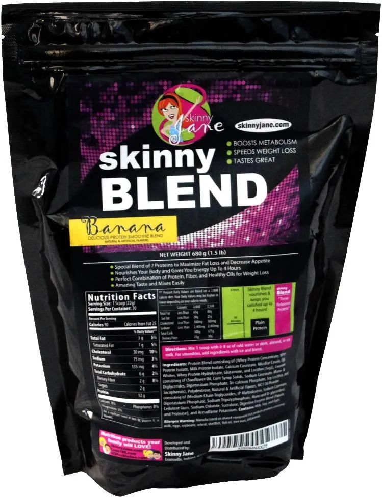 Skinny Blend | Best Tasting High Protein Shake for Women | Low Carb & Keto Friendly Meal Replacement | Satisfy Hunger & Boost Energy | Delicious Smoothie Flavor | 30 Shakes | Banana