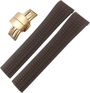 SKM 21mm Quality Rubber Watchband for Patek Aquanaut Philippe for PP 5164A 5167A Silicone Watch Strap Braceletes Waterproof (Color : Brown Rose, Size : 21mm)
