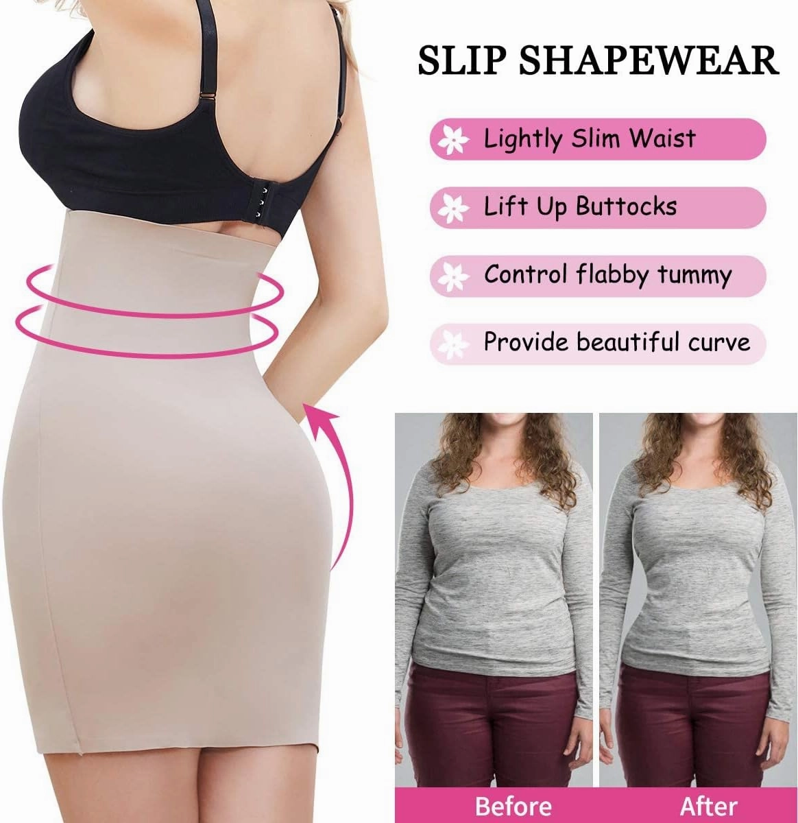 SLIMBELLE Half Slips Shaper Cool Comfort Seamless Slip Shapewear Under Dress Tight Skirt Undergarments