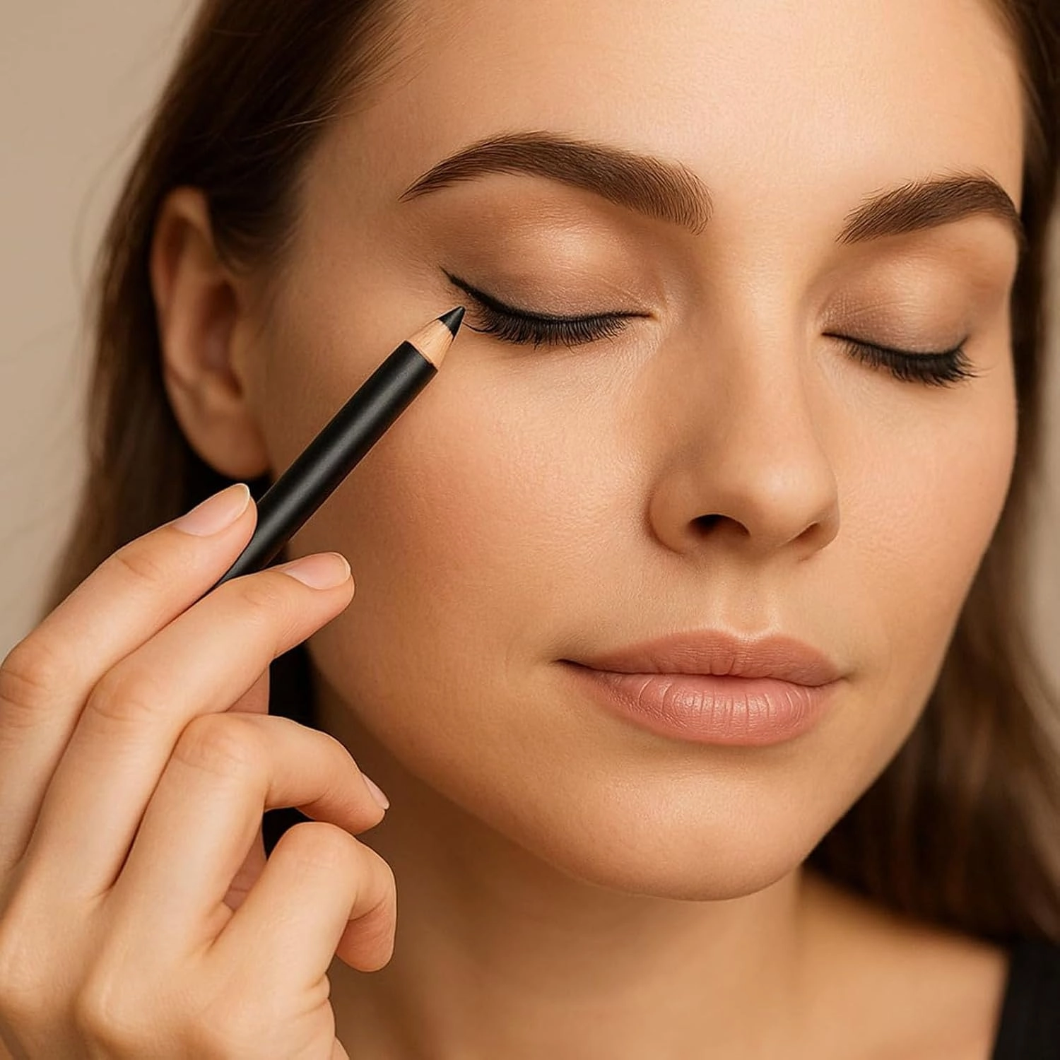 Slimdescent Eyeliner, 24-Hour Waterproof Sharpenable Eyeliners, Eyeliner And Eyebrow Pencil Two-In-One, No Smudging, No Fading, Smooth And Easy To Color (3Black 3Brown)