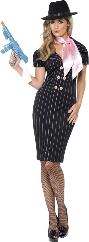 Smiffys Gangsters Moll Costume, Black/Pink, Large