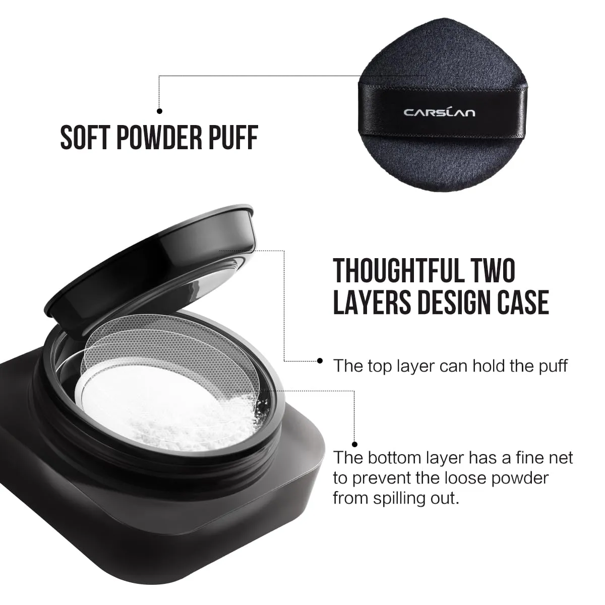 Soft Focus Loose Setting Powder, Waterproof, Matte, Oil Control, Shine Free, Talc-Free Face Powder Makeup, 24H Longwear Finishing Powder, 01 Blue Purple