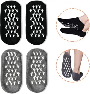Soft Moisturizing Gel Spa Socks - Repair Dry Cracked Feet, Infused with Essential Oils & Vitamins (Black & Gray)