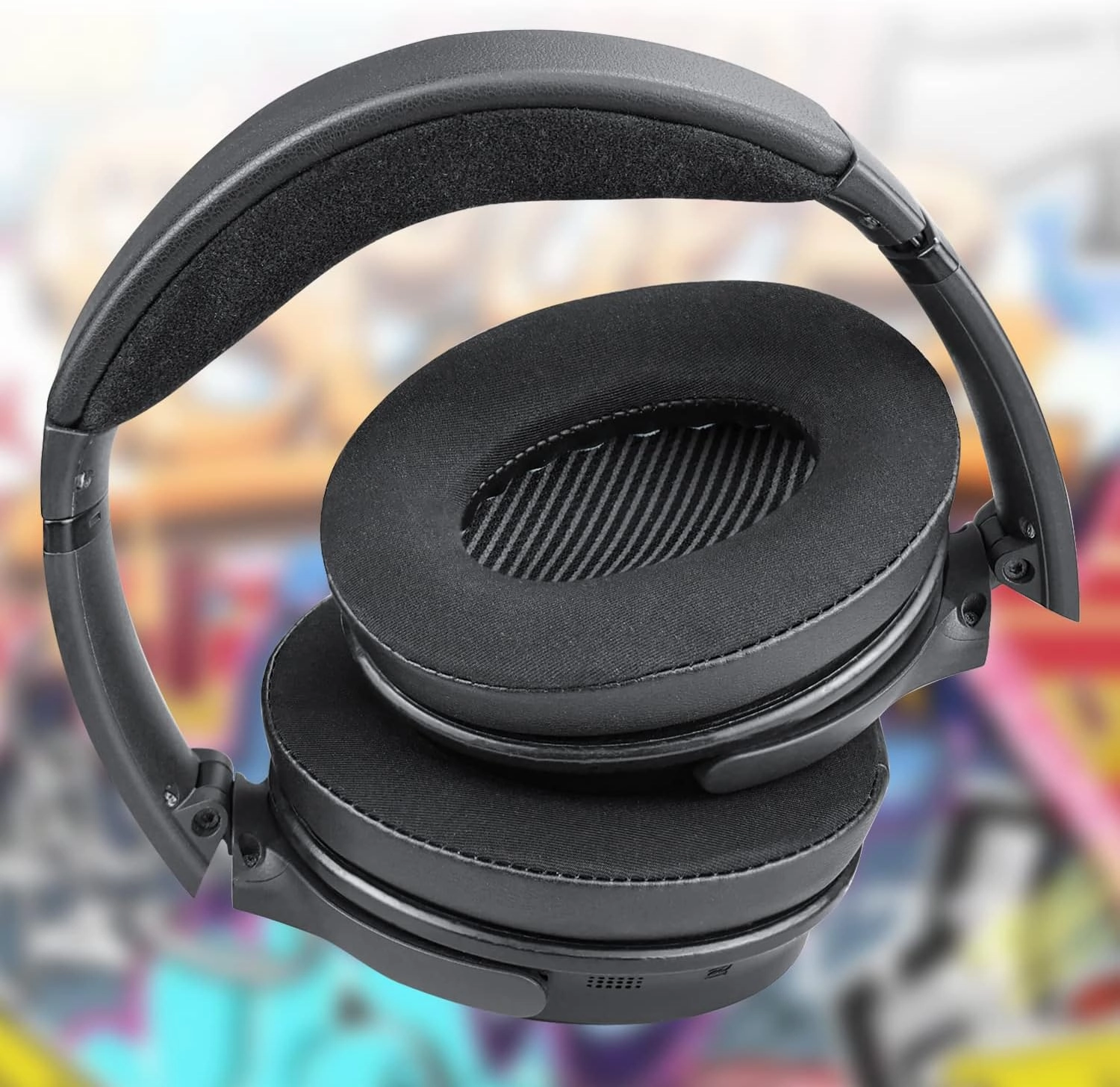SoloWIT Cooling-Gel Replacement Ear Pads for Bose QuietComfort 35 (QC35) and Quiet Comfort 35 II (QC35 II) Over-Ear Headphones, Earpads Cushions with Ice Silk Fabric - Black