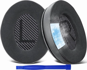 SoloWIT Cooling-Gel Replacement Ear Pads for Bose QuietComfort 35 (QC35) and Quiet Comfort 35 II (QC35 II) Over-Ear Headphones, Earpads Cushions with Ice Silk Fabric - Black