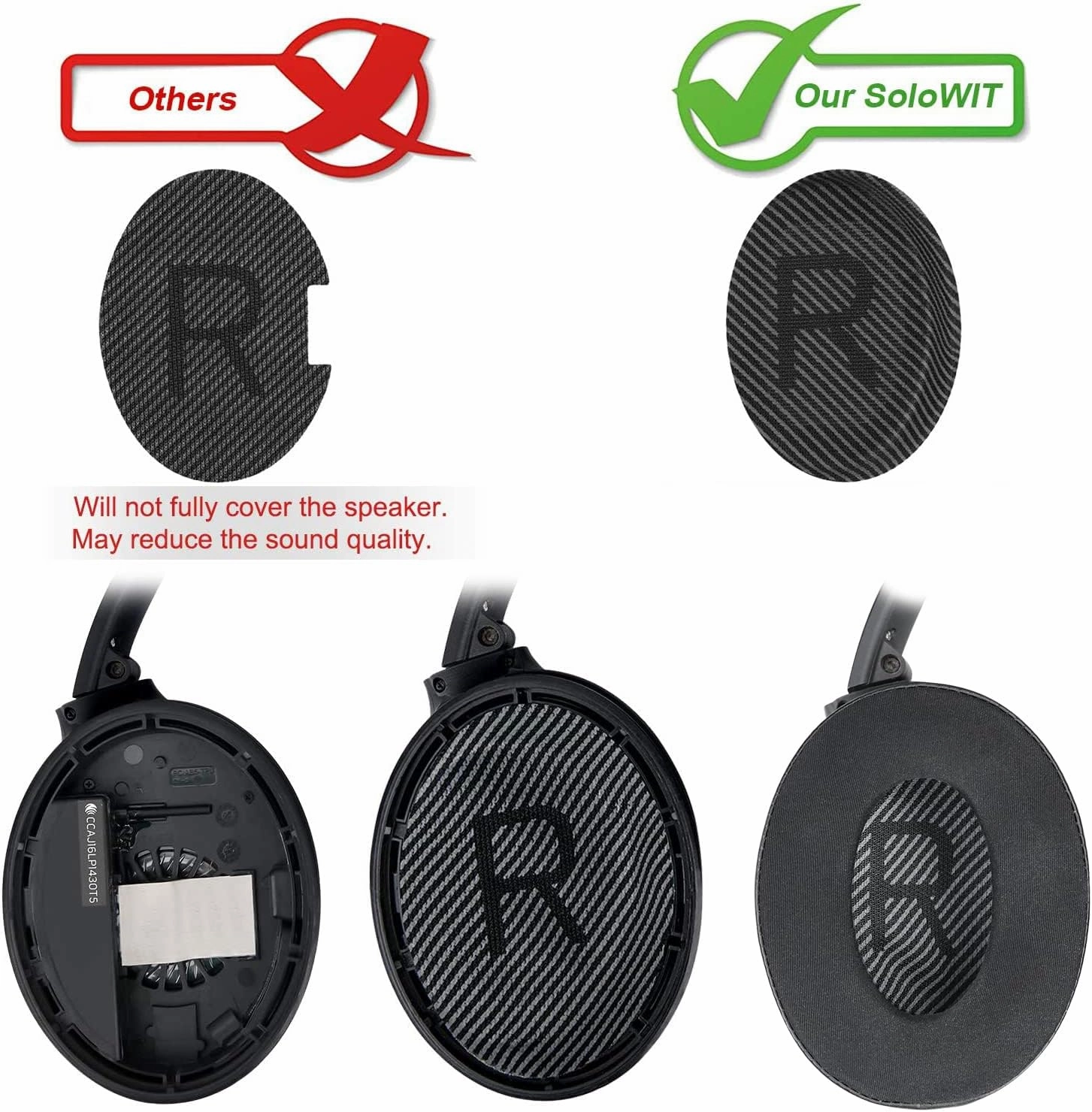 SoloWIT Cooling-Gel Replacement Ear Pads for Bose QuietComfort 35 (QC35) and Quiet Comfort 35 II (QC35 II) Over-Ear Headphones, Earpads Cushions with Ice Silk Fabric - Black