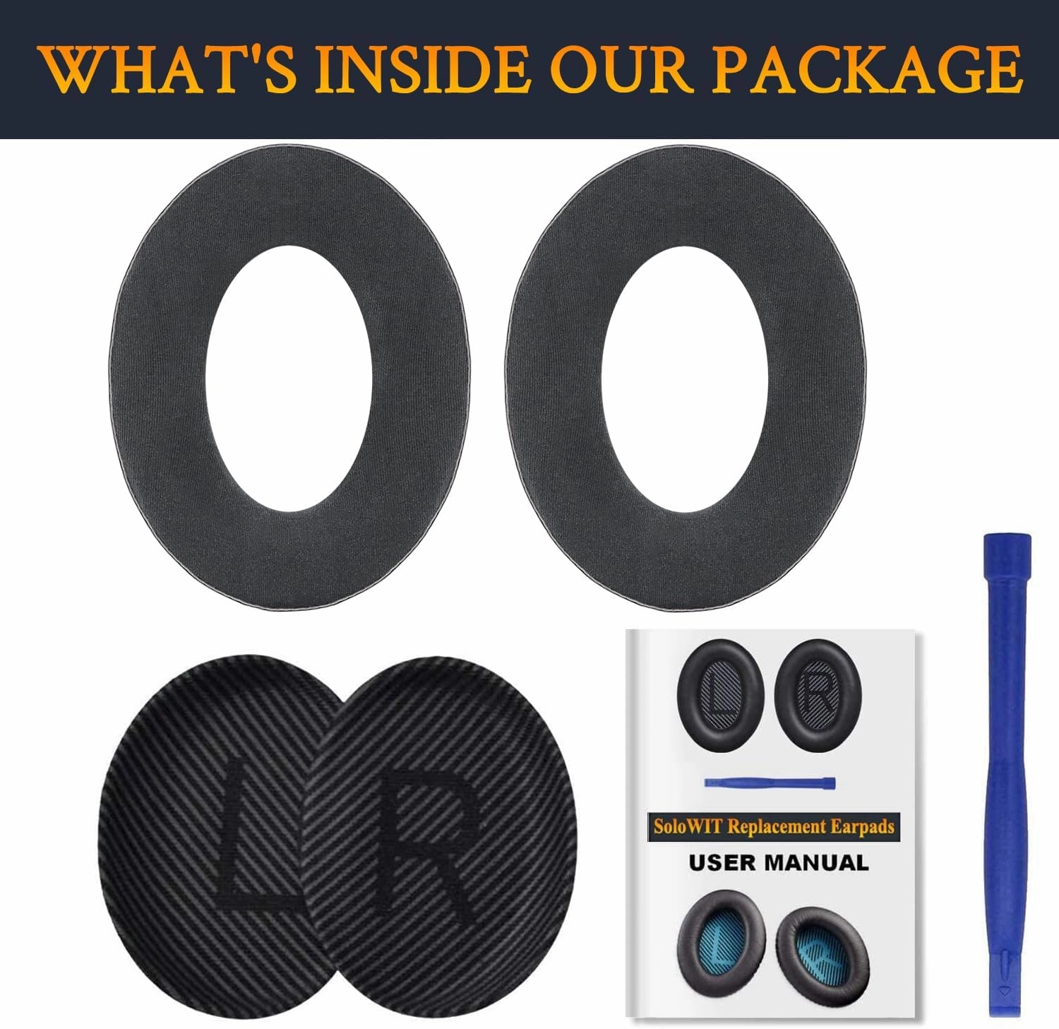SoloWIT Cooling-Gel Replacement Ear Pads for Bose QuietComfort 35 (QC35) and Quiet Comfort 35 II (QC35 II) Over-Ear Headphones, Earpads Cushions with Ice Silk Fabric - Black