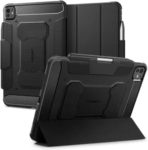 Spigen for iPad Pro 11 inch Case M4 (2024), Rugged Armor Pro Protective Tri-Fold Cover with Pencil Holder, Black