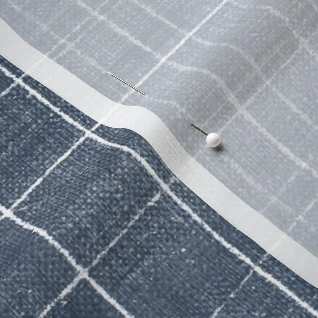 Spoonflower Fabric - Indigo Checks Modern Geometric Dak Blue Neutral Tiled Minimal Boho Printed on Chiffon Fabric by The Yard - Sewing Fashion Apparel Dresses Home Decor