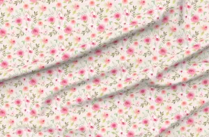 Spoonflower Fabric - Pink Cabbage Rose Cottagecore Floral Blossom Feminine Romantic Wedding Printed on Chiffon Fabric by The Yard - Sewing Fashion Apparel Dresses Home Decor