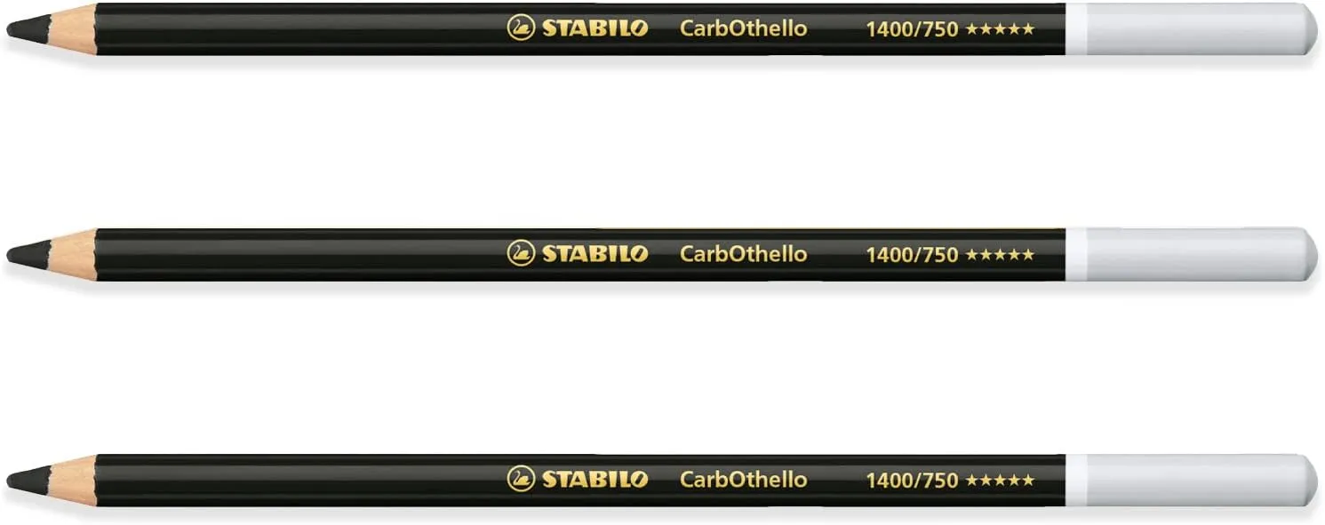 STABILO Chalk-Pastel Pencil CarbOthello - Pack of 3 - Neutral Black (750)