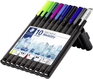 STAEDTLER 34 SB10MS triplus mobility set, desktop box of 10 pieces for on-the-go working, Yellow,Blue,Green,Violet,Red,Black