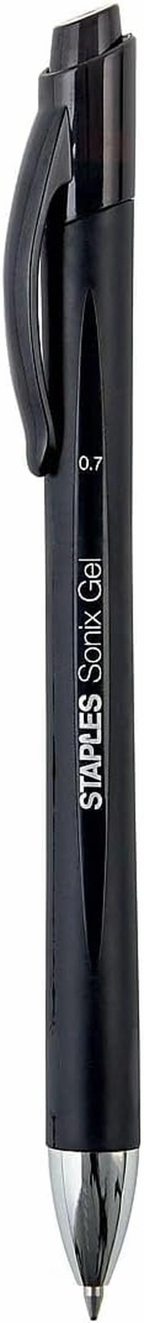 Staples Sonix Retractable Gel Pens, Medium Point, 0.7mm, Black Ink, 36/Carton (13561-CCVS)