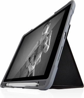 STM Dux Plus Duo for iPad Case 9th/8th/7th Gen 10.2-inch ipad case, Maximum Drop Protection & Clear Back, Storage for Apple Pencil or Logitech Crayon with Magnetic Battery Saving On/Off Cover- Black
