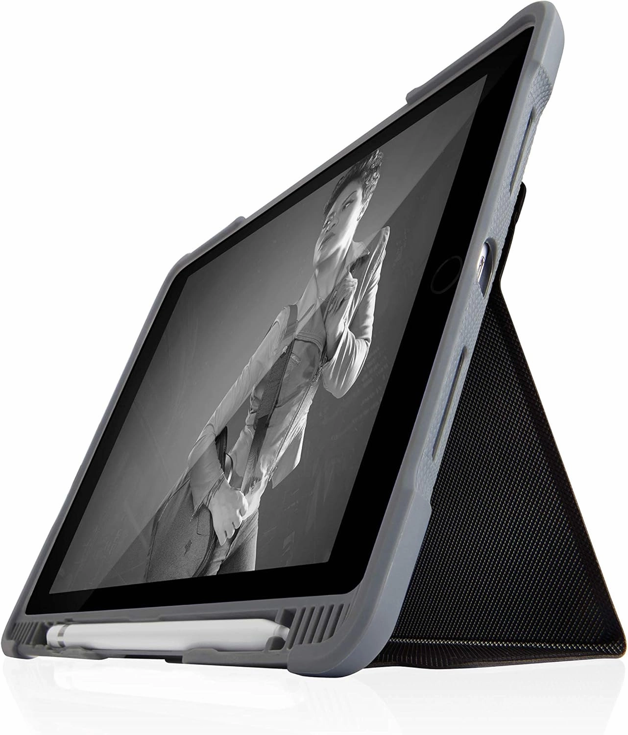 STM Dux Plus Duo for iPad Case 9th/8th/7th Gen 10.2-inch ipad case, Maximum Drop Protection & Clear Back, Storage for Apple Pencil or Logitech Crayon with Magnetic Battery Saving On/Off Cover- Black