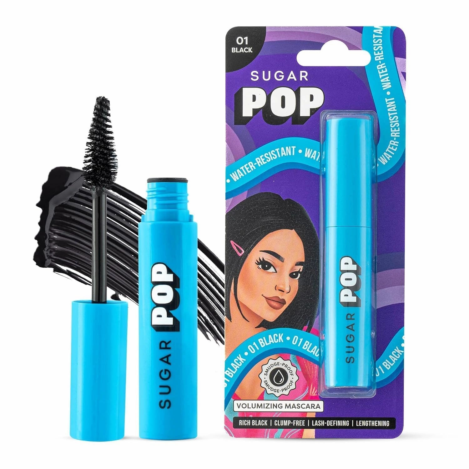 SUGAR POP Volumizing Mascara Black - 9 ml | Clump-free | Volumizes | Lengthens | Smudge-proof | Intense black formula | Quick drying