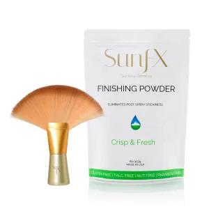 SunFX Post Spray Finish Powder 1LB & Professional Salon Large Fan Brush Combo
