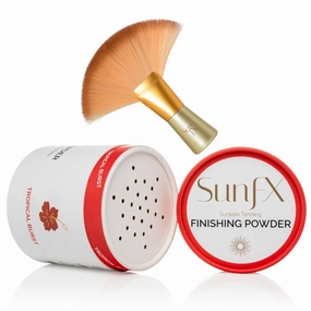 SunFX Post Spray Tan Translucent Finishing Powder | Talc Free | Sunless Tanning Powder with Large professional Fan Brush | Tropical Burst