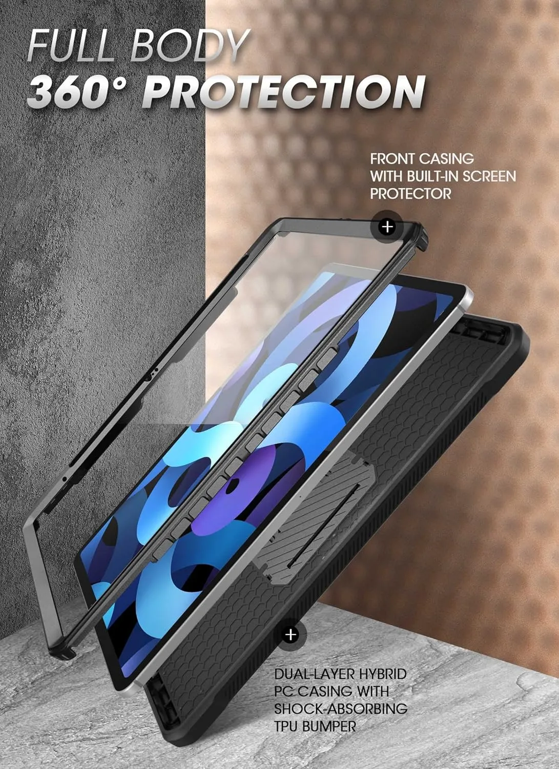 SUPCASE for iPad 11th Gen A16 Chip 11 Inch 2025 Case with Screen Protector (Unicorn Beetle Pro), [Built-in Stand & Pencil Holder] Heavy Duty Protective Cover for iPad 10th Gen 10.9 Inch 2022, Black
