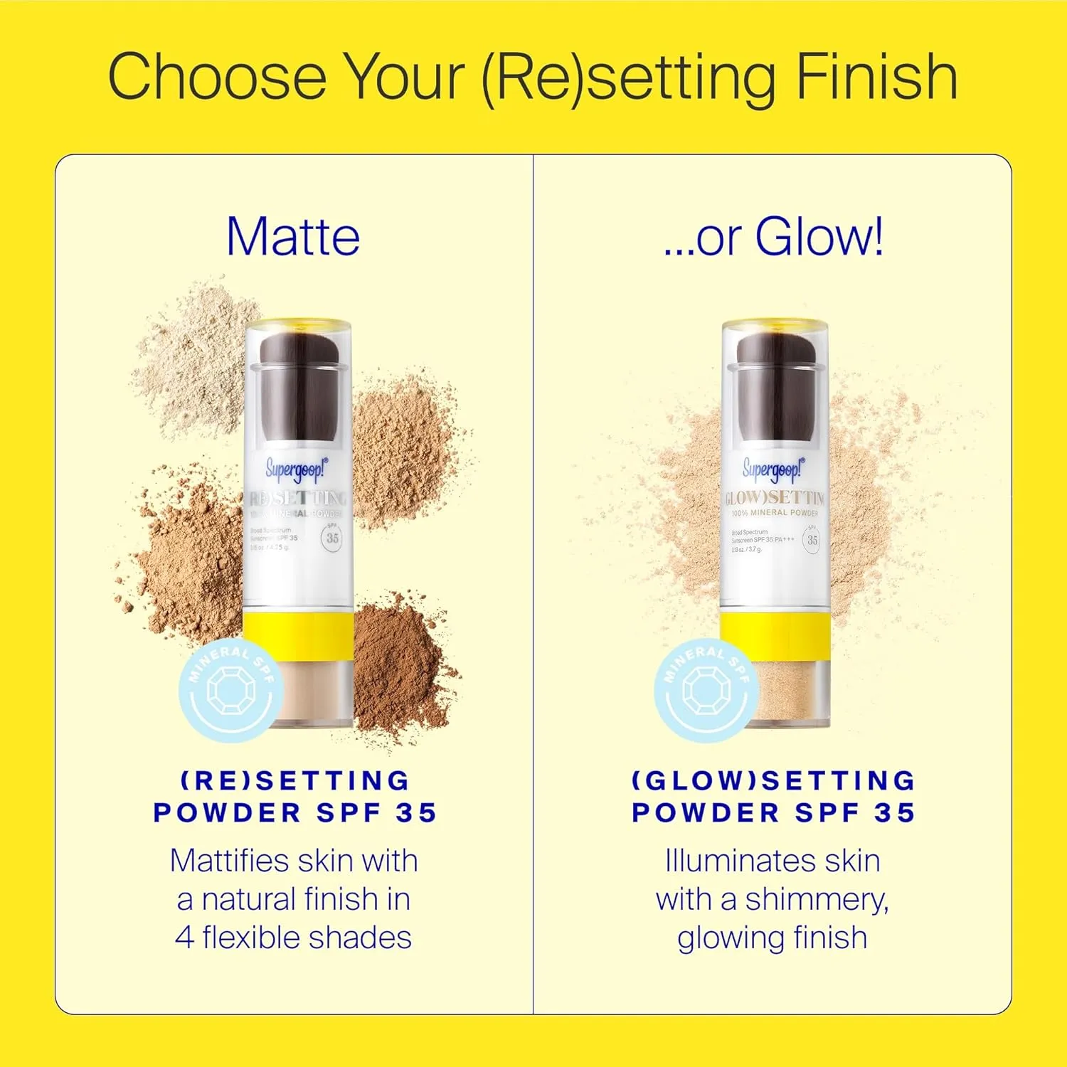 Supergoop! (Re)setting 100% Mineral Powder, Translucent - 0.15 oz - Makeup Setting Powder   Broad Spectrum SPF 35 PA    Sunscreen - With Ceramides, Olive Glycerides & Coated Silica Spheres