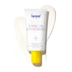 Supergoop! Unseen Sunscreen - SPF 40 - Invisible, Broad Spectrum Face Sunscreen   Makeup-Gripping Primer - Weightless, Scentless, Oil Free - For All Skin Types & Skin Tones - 1.7 fl oz