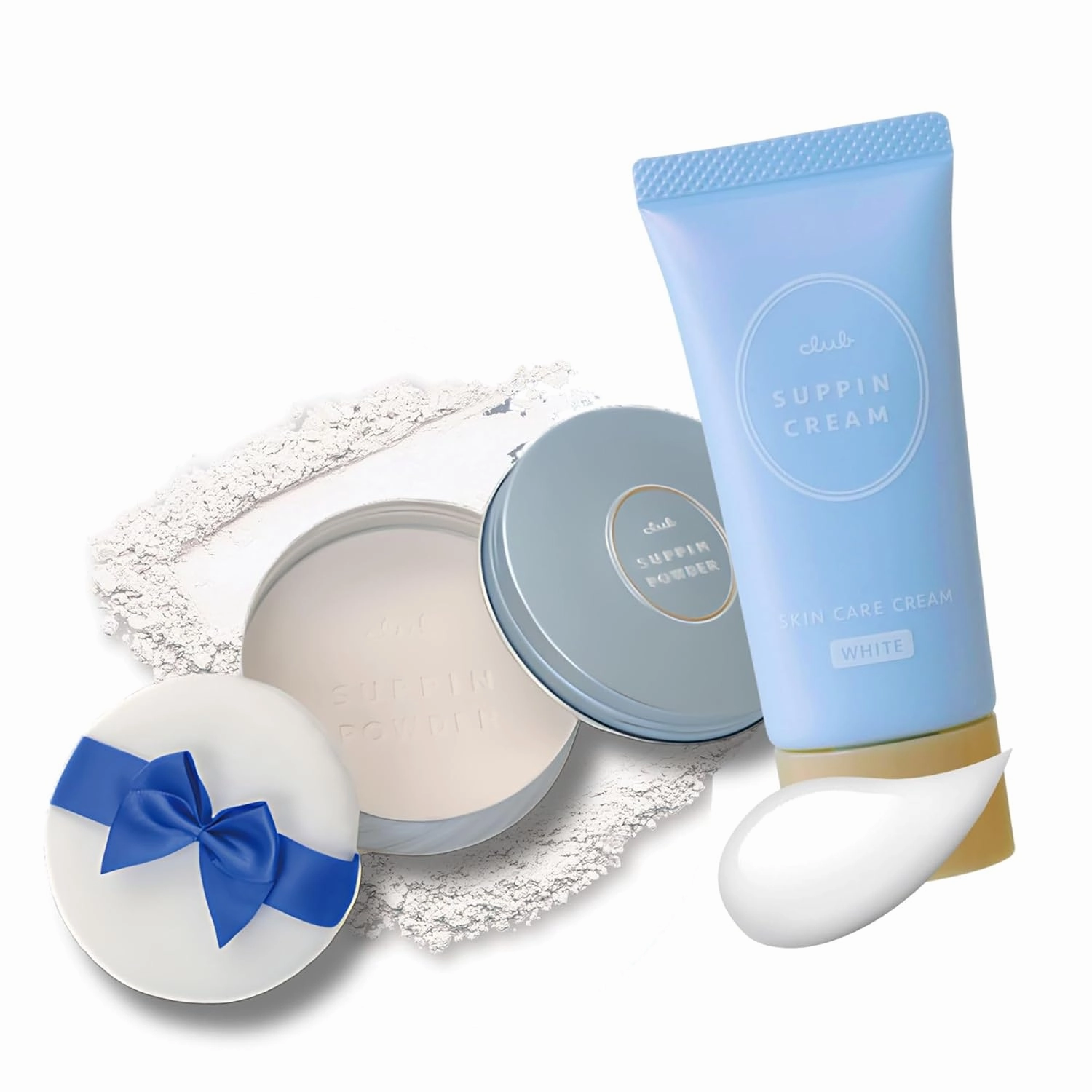 Suppin Setting Powder & Hydrating BB Cream, Pressed Powder with Skin-Smoothing Amino Acid 0.87 Fl Oz, Lightweight Makeup Foundation Moisturizer Cream 1.06 Oz, Innocent Floral