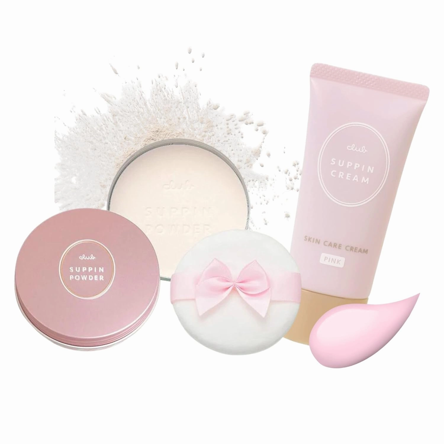 Suppin Setting Powder & Hydrating BB Cream, Pressed Powder with Skin-Smoothing Amino Acid 0.87 Fl Oz  Lightweight Makeup Foundation Moisturizer Cream with Botanical Extract Formula 1.06 Oz