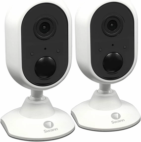 Swann Alert Indoor Security Camera Twin Pack, 1080p, Heat & Motion Sensing, 2-Way Talk, Audio Analytics and Siren, SWIFI-ALERTCAM