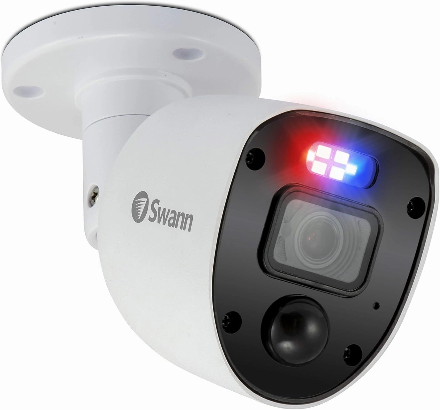 Swann Security outdoor 1080p Full HD Flashing Lights Bullet Analogue CCTV Camera - 2 Pack, White, Motion Only