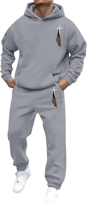 Sweat Suits for Men 2 Piece Hoodie Sweatsuit Sets Long Sleeve Hooded Sweatshirts and Sweatpants Sets Sports Suit