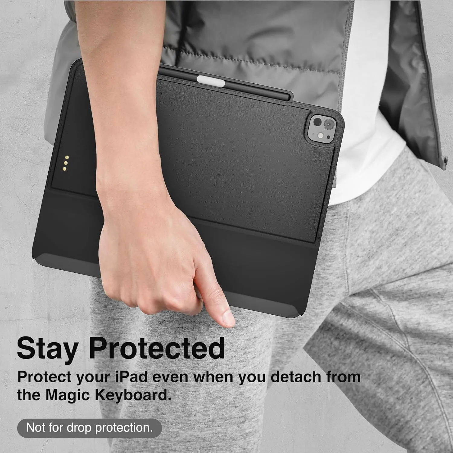 SWITCHEASY CoverBuddy for 2024 iPad Pro 13" M4 - Magic Keyboard Compatible Case for iPad Pro (M4), Enhanced Thickness & Heat Dissipation [Keyboard Not Included] - Black (Leather)
