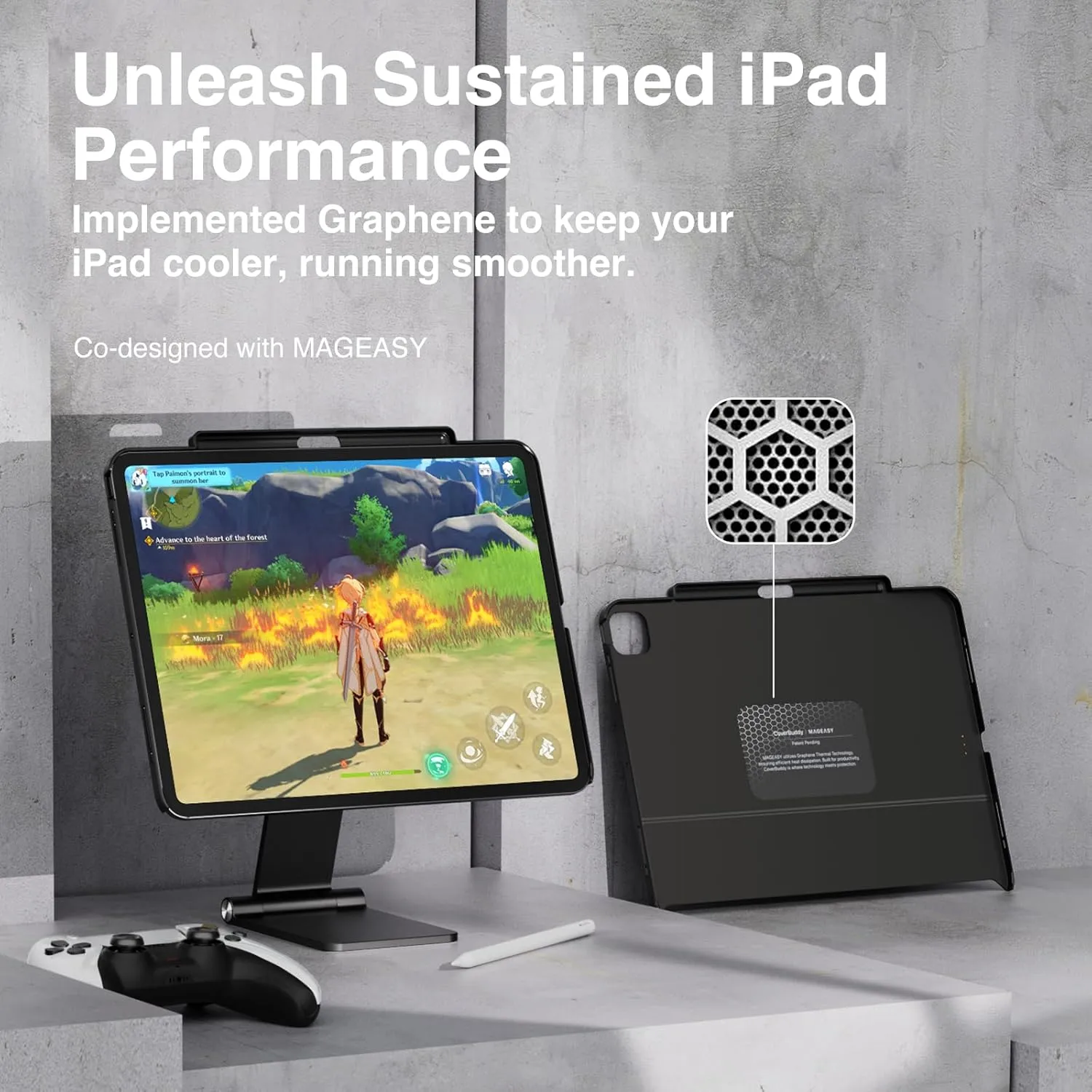 SWITCHEASY CoverBuddy for 2024 iPad Pro 13" M4 - Magic Keyboard Compatible Case for iPad Pro (M4), Enhanced Thickness & Heat Dissipation [Keyboard Not Included] - Black (Leather)