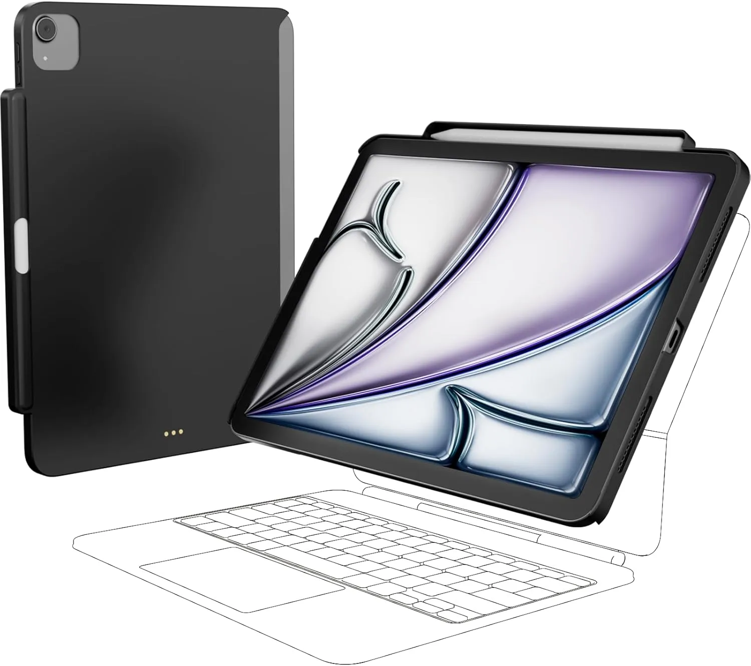 SwitchEasy CoverBuddy Lite for 2024 iPad Air 11" - Case Compatible with Magic Keyboard for iPad Air (M2), with Apple Pencil Pro Pencil Holder - Black