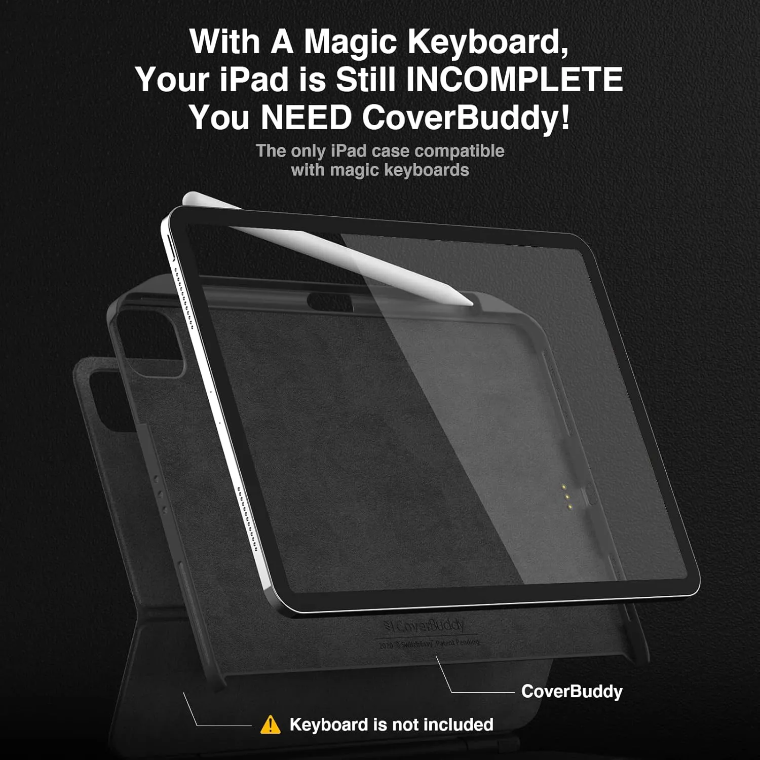 SWITCHEASY CoverBuddy Lite for iPad Pro & iPad Air Case, Work with Magic Keyboard & Smart Keyboard Folio (Keyboard Not Included) | ONLY for 2018-2022 iPad Pro 11" / 2020-2022 iPad Air 10.9" (Black)