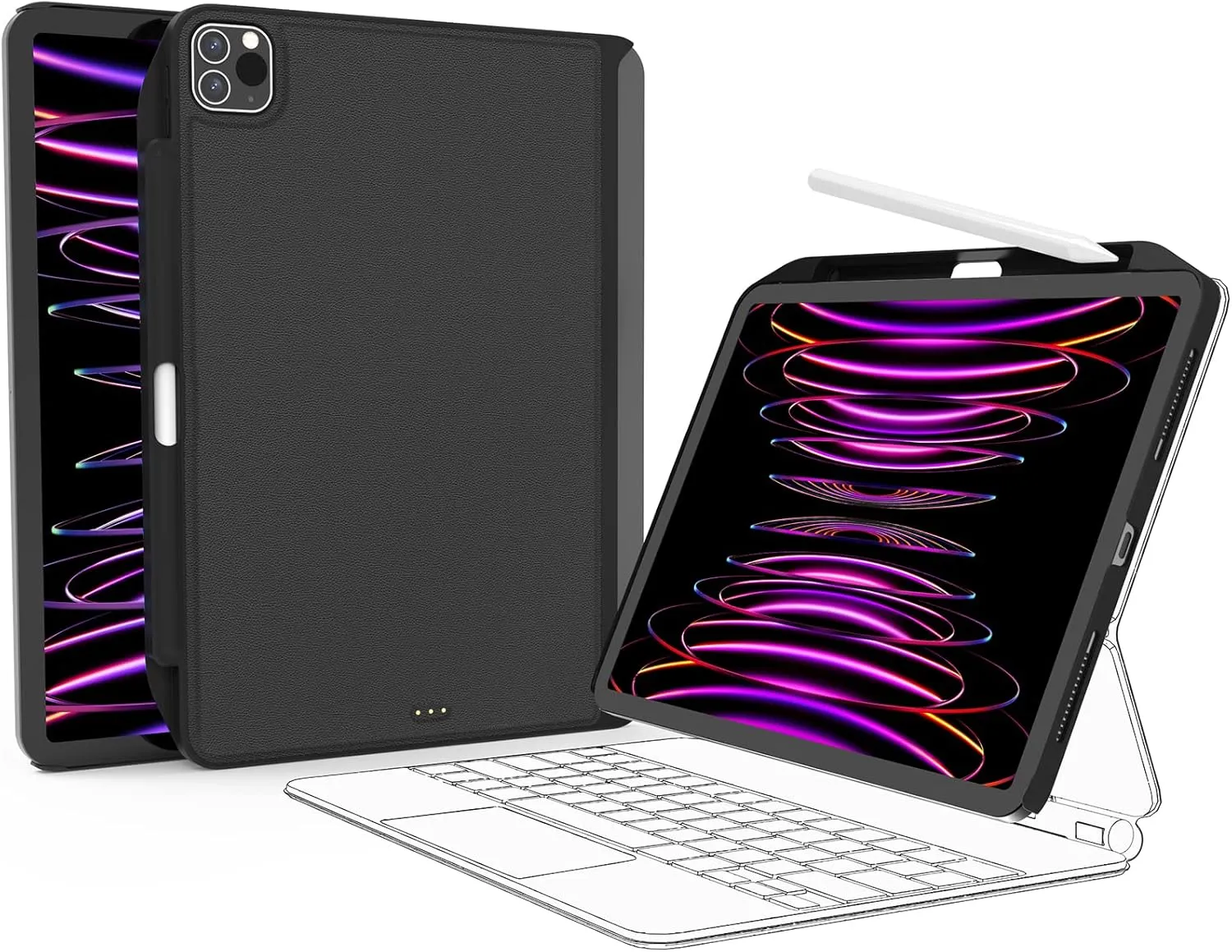 SwitchEasy CoverBuddy [Textured] Case for iPad Pro 11" Compatible with Magic Keyboard & Smart Keyboard Folio (Keyboard Not Included) for 11" iPad Pro 1st-4th Gen / 10.9" iPad Air 4 & 5, Leather Black