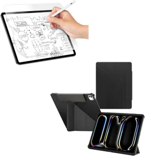 SwitchEasy Origami 2024 Case for iPad Pro 11" Bundle with Anti-Blue Light SwitchPaper Screen Protector for 2024 iPad Pro 11"-Black