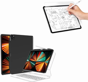 SwitchEasy CoverBuddy iPad Pro 12.9" Case Compatible with Magic Keyboard & Smart Keyboard Folio (Keyboard Not Included)- Black Bundle with Like Paper iPad Pro Screen Protector 11" / iPad Air 10.9"
