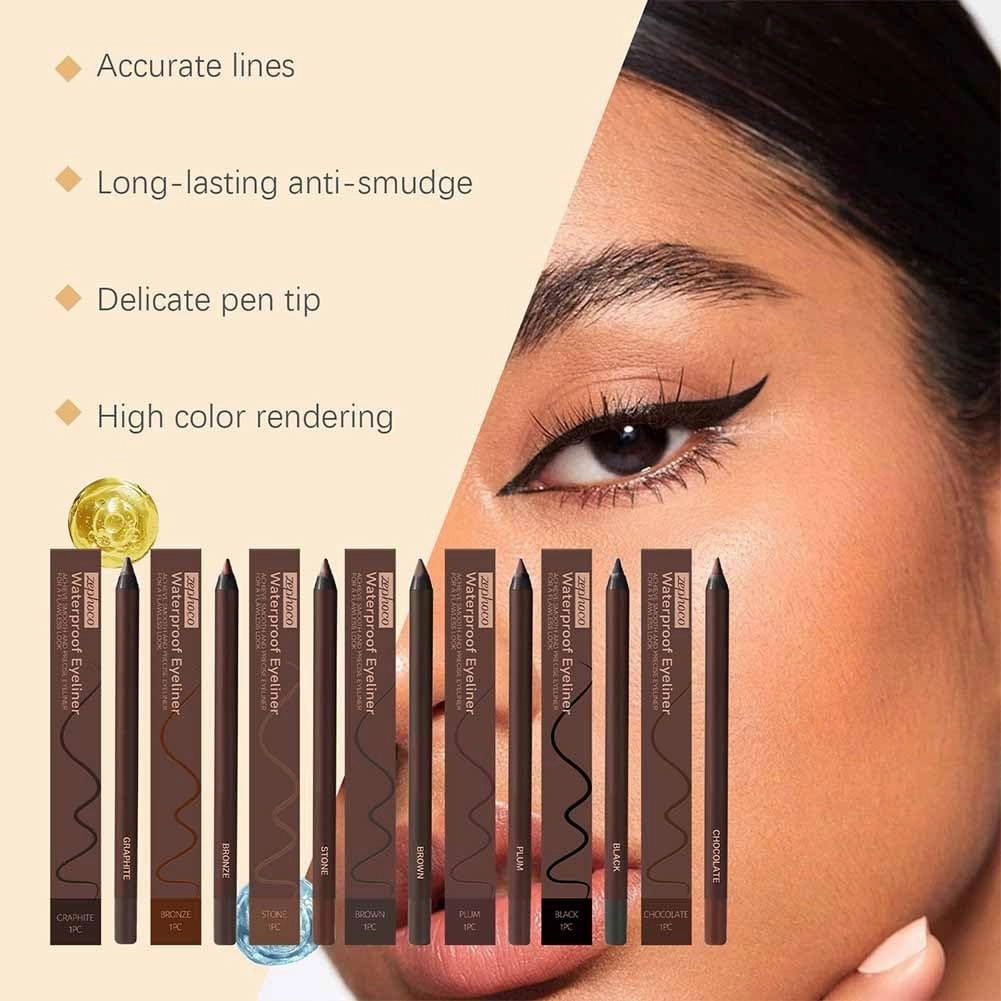 Systemous 24 Hr Waterproof Eyeliner Duo Sharpenable Eye Pencil, Persona Plum Eyeliner, Chocolate 2 in 1 Eye Liner and Eyebrow Pencil, Smooth and Easy to Color, No Smudging, Fading(Chocolate Plum)