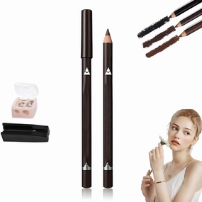 Systemous Eyeliner, 24 Hr Waterproof Eyeliner Duo Sharpenable Eye Pencil, 2-In-1 Eye liner And Eyebrow Pencil, No Smudging Or Fading, Smooth And Easy To Color (Dark Brown)