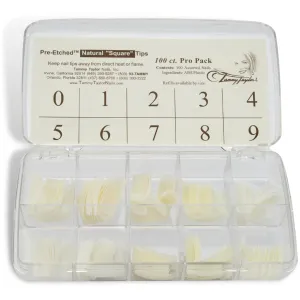 Tammy Taylor Natural Square Nail Tip Extensions | Full Coverage, Natural Lightweight, Long Lasting, Salon Grade Professional Pre Etched Acrylic Nail Tips | Well-Less Fake Nails, 100 count
