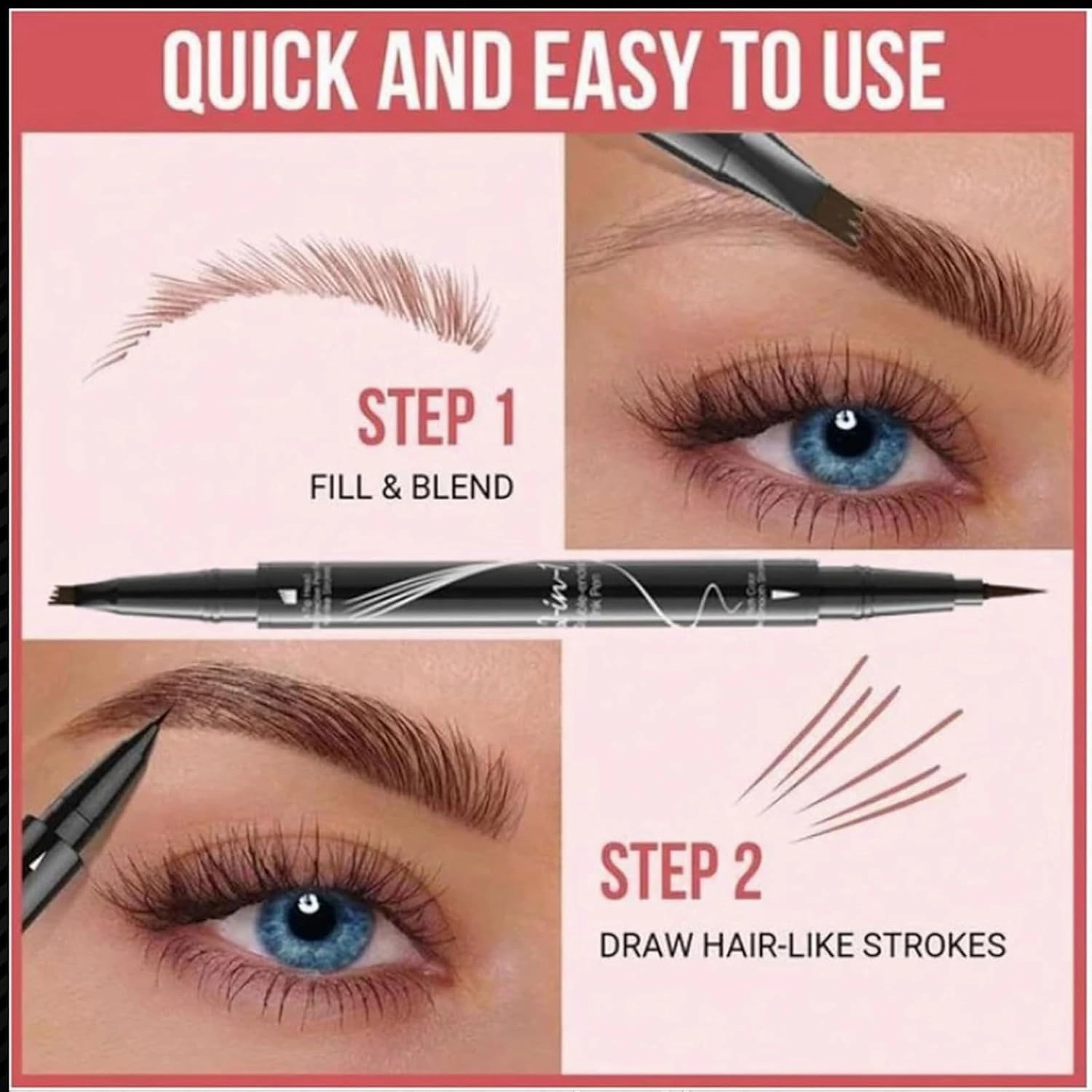 Taprinferior microblading eyebrow pencil, Tap Inferior Eyebrow Pencil, 2-in-1 Instantaneou Dual Tipped Eyebrow Pencil Waterproof, Hairline Eye Brow Pen, Waterproof and Sweatproof (02# Brown)