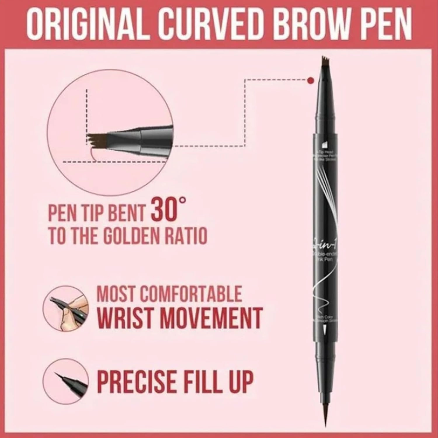 Taprinferior microblading eyebrow pencil, Tap Inferior Eyebrow Pencil, 2-in-1 Instantaneou Dual Tipped Eyebrow Pencil Waterproof, Hairline Eye Brow Pen, Waterproof and Sweatproof (02# Brown)