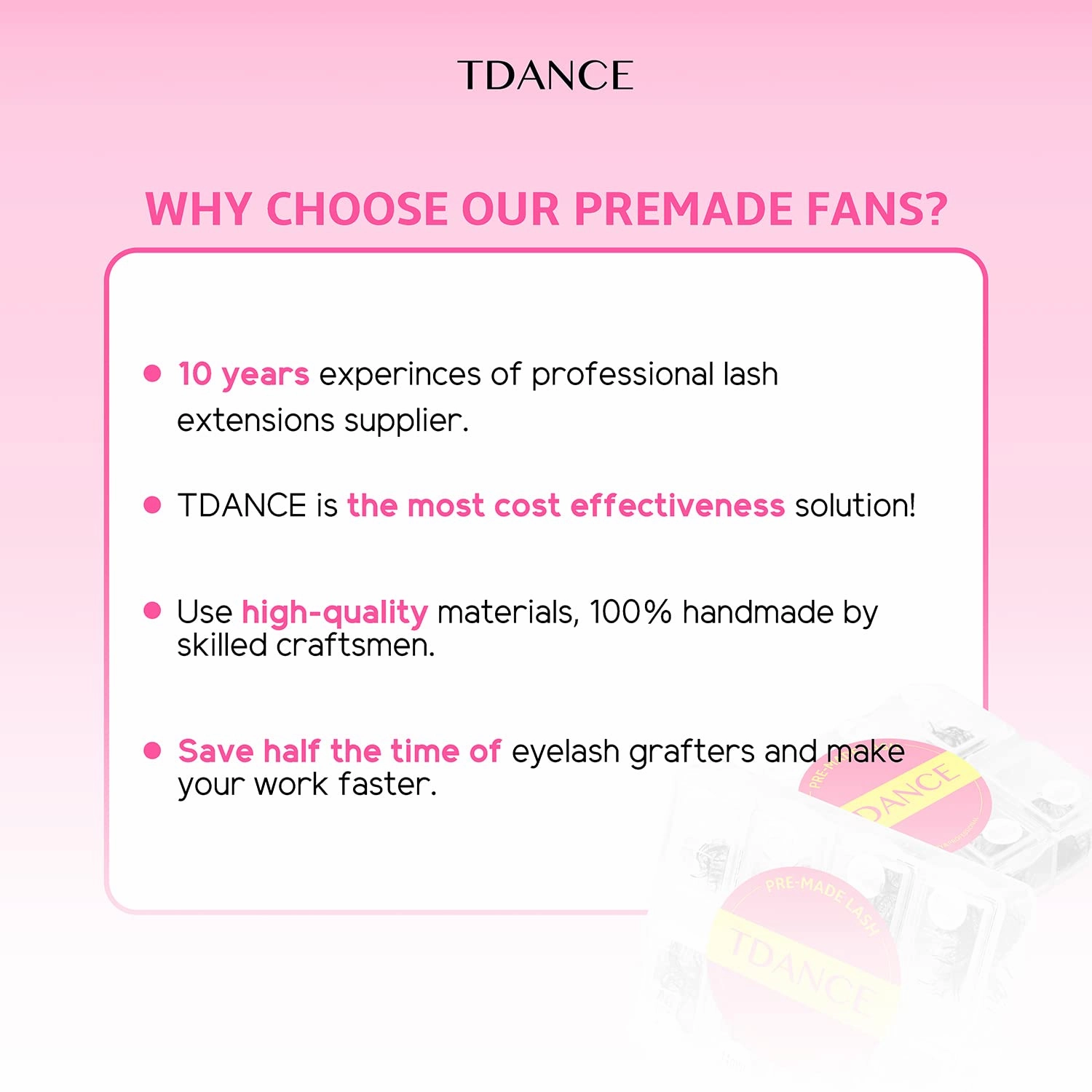 TDANCE 600 Fans Premade Fans Eyelash Extensions 8-15mm Mixed Length Premade Lash Fans Lash Extension 5D 8D 10D 12D 14D 16D 24D Handmade Promades Eyelash Fans C/D Curl Loose Fans(600-10D-0.05-D-8-15mm)