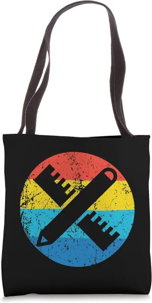 Teacher Vintage Ruler Pencil Retro 1970's Style Circle Tote Bag