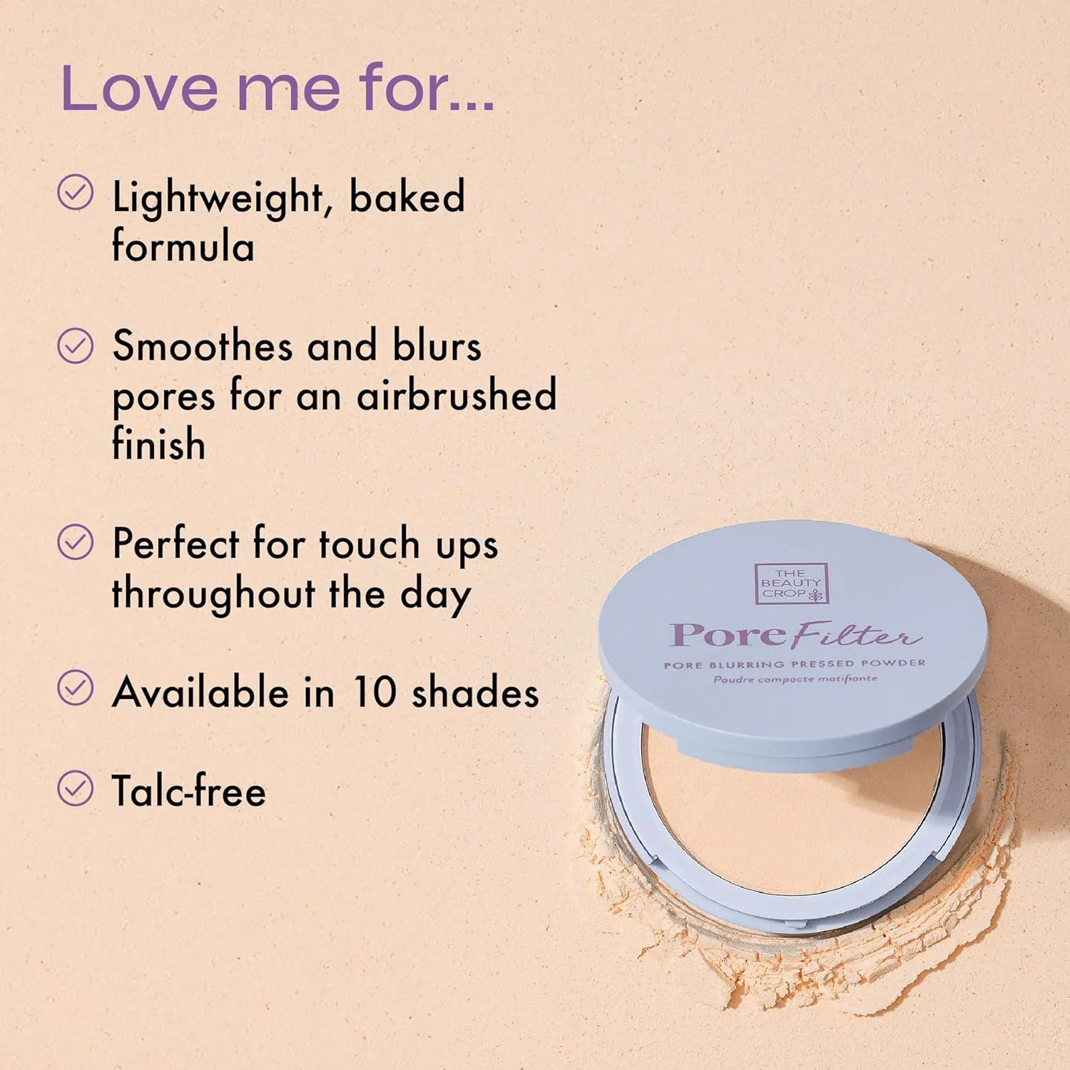 The Beauty Crop PoreFilter Pressed Powder - Blurs Pores & Controls Shine - Banana Lite Shade - 0.34 oz