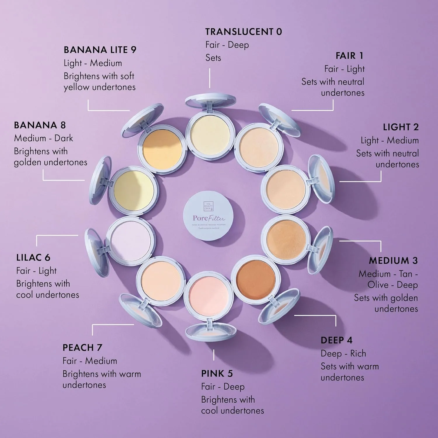 The Beauty Crop PoreFilter Pressed Powder - Blurs Pores & Controls Shine - Banana Lite Shade - 0.34 oz